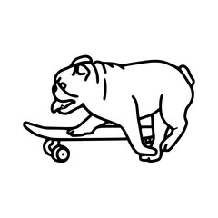 skateboarding bulldog outline