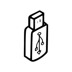 USB flash drive line art icon