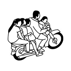 family on motorcycle vector illustration