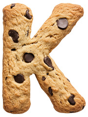 PNG Cookie shaped like the letter K with chocolate chips