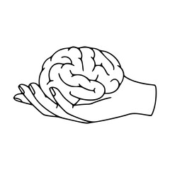 brain in hand vector illustration