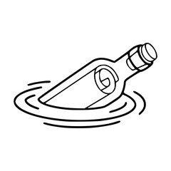 floating bottle with paper message