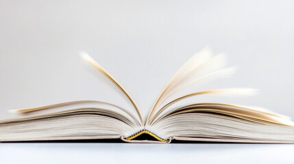 Open book, pages spread, light background, education, reading, study