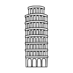 outline drawing of a Pisa tower