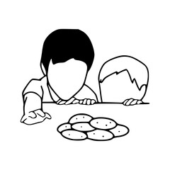 children playing with rocks vector illustration