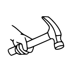 outline of hand gripping hammer