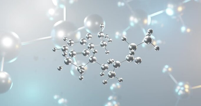 Ramelteon rotating 3d molecule, molecular structure of sedative, seamless video