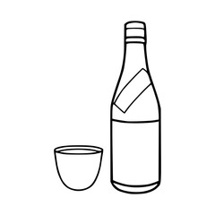 sake bottle and cup vector illustration