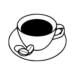 outline drawing of coffee with beans