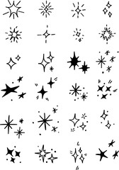 Cute doodle images of stars and sparkles