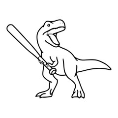funny dino with bat vector drawing