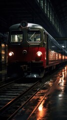 Obraz premium A train pulling in a station locomotive railway vehicle.