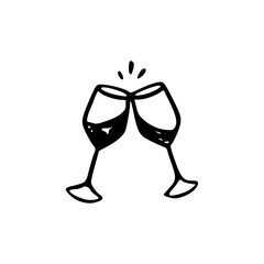 vector drawing of a stemmed wine glass