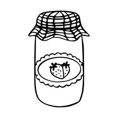homemade strawberry jam vector drawing