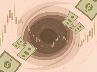 Obraz premium Economic risk driven by market volatility and debt crisis concept. Abstract financial illustration with currency and stock market charts.