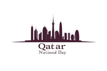 Silhouette of the Doha, Qatar skyline for National Day