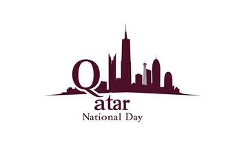 Fototapeta premium Silhouette of the Doha, Qatar skyline for National Day