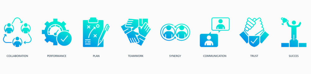 Partnership banner web icon vector illustration concept with icon of collaboration, performance, plan, teamwork, synergy, communication, trust and success