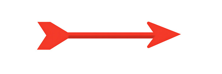 Fototapeta premium A red arrow drawn with a brush isolated on white background PNG. AI GENERATED