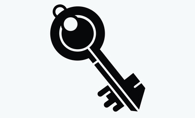 key graphic icon, lock key silhouette, vector illustration