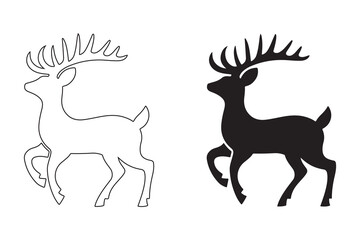 Deer Silhouette Design. Fully editable Flat and Outline. 