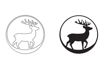 Deer Silhouette Design. Fully editable Flat and Outline. 