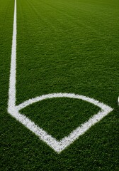 Fototapeta premium Green Field Corner Markings Soft Light. AI Generated
