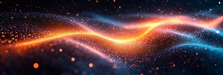 Obraz premium Informational infinity and data flow are integral to the concept of AI technology, which involves digital communication, 5G, and science, often depicted as wavy lines and a 3D big data digital funnel