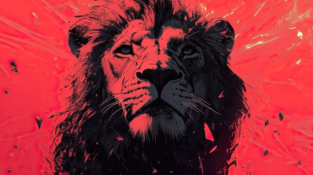 Digital illustration of a lionâ€™s head and neck, facing forward, representing the powerful Lion of Judah 