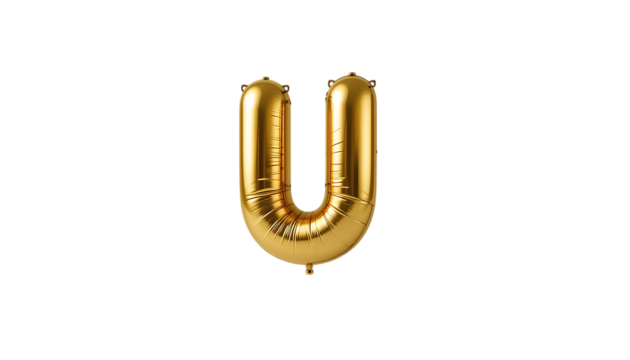 Golden balloon font letter U
