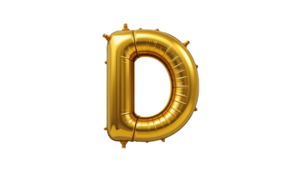 Golden balloon font letter D