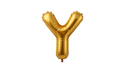 Golden balloon font letter Y