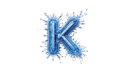 Water splash font letter K