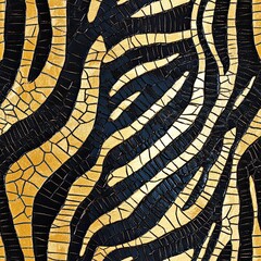 Striking Zebra Mosaic Abstract Animal Print for Fashion and Design