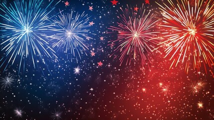 Obraz premium Fireworks display at night, celebration in the sky, USA, patriotic holiday