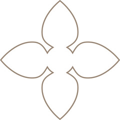 Minimal floral outline with eight petals isolated on a transparent background.