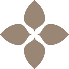 Minimal beige flower isolated on a transparent background.