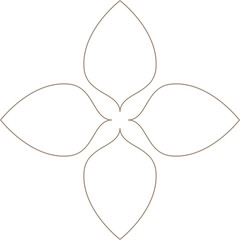Minimal floral outline with eight petals isolated on a transparent background.