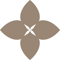 Minimal beige flower isolated on a transparent background.