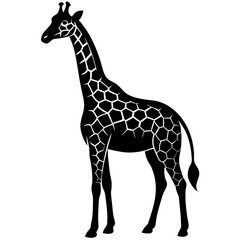 Naklejka premium giraffe black color silhouette vector icon white background