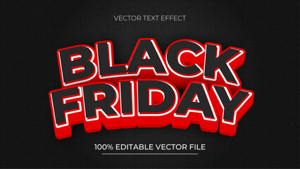 Fototapeta premium Red and white Black Friday Editable text effect template