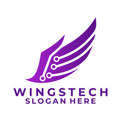 Wing connections logo design vector template. Wings network logo design icon