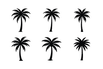 black vector single palm tree icon silhouette