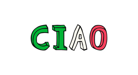 Ciao card. Lettering vector isolated on white background
