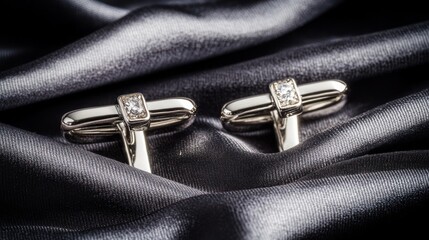 Elegant silver cufflinks with diamonds