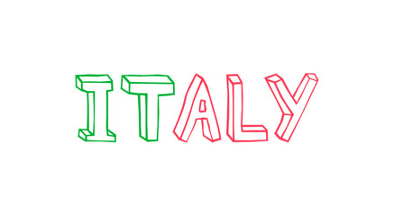 Italy card. Lettering vector isolated on white background