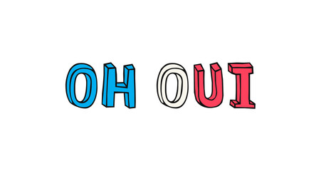 Oh Oui card. Lettering vector isolated on white background
