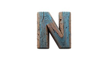 Wood font letter N