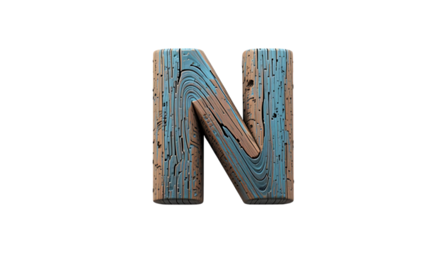 Wood font letter N