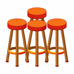 Three wooden chairs on white background